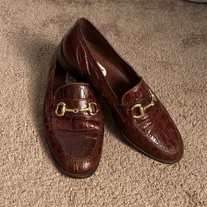 Mens Bally Italian Crocodile Grain Leather Horsebit Loafers Size 9